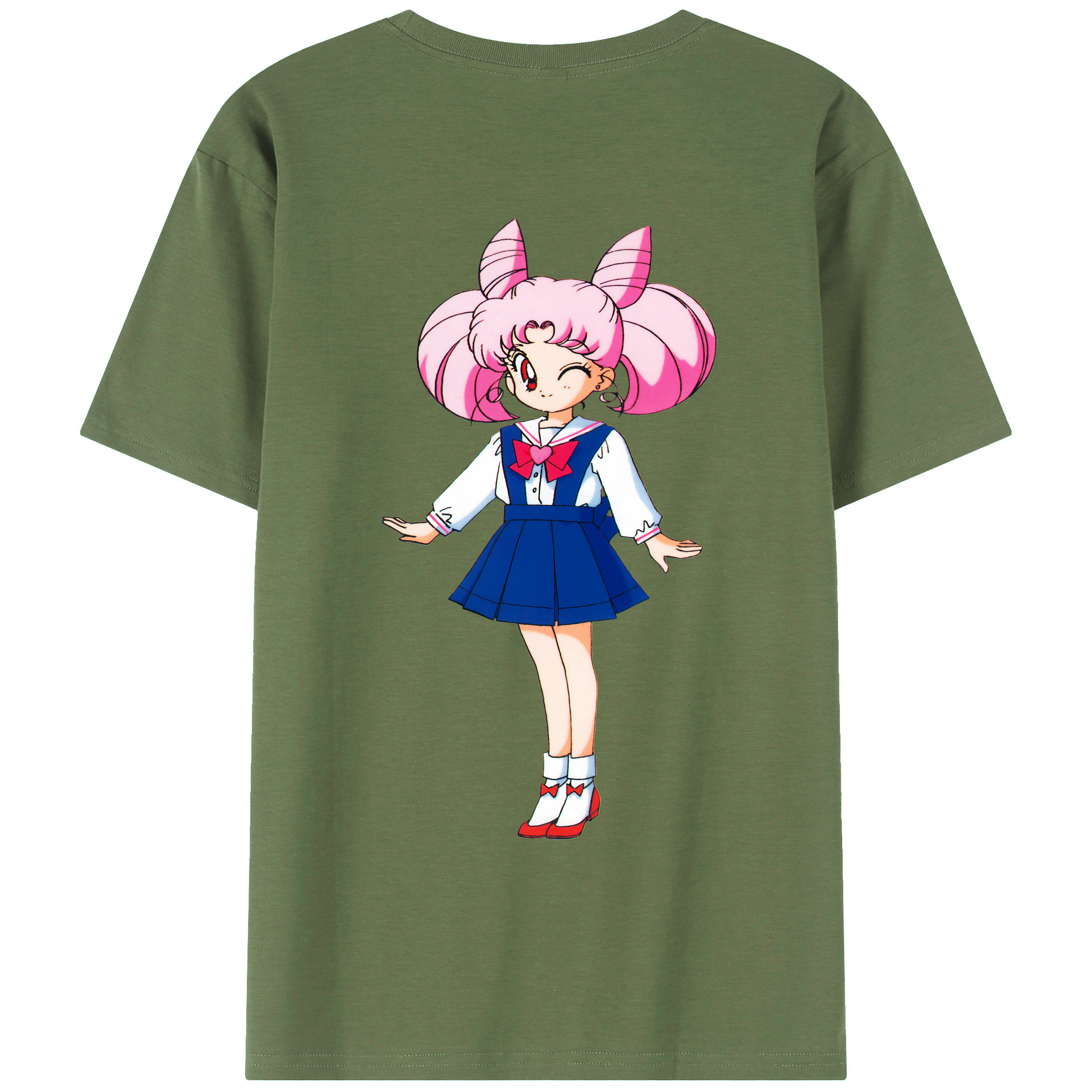 （画像用） 美少女戦士セーラームーン ちびうさ Sailor Moon Chibiusa Tsukino Usagi Small Lady Serenity 綿100％ メンズ半袖Tシャツ（バックプリント） 通気性